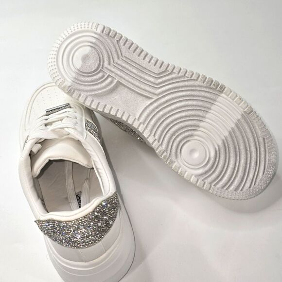 Steve Madden Payden Platform White Rhinestone Sneakers Size 11 NWOB - Picture 7 of 8